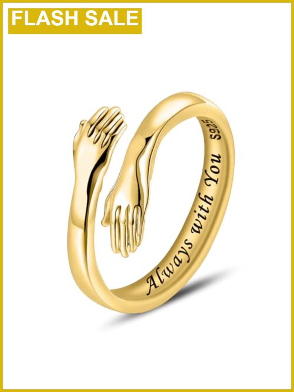 S925 Sterling Silver Hug Ring Adjustable Open Wrap Statement Gift